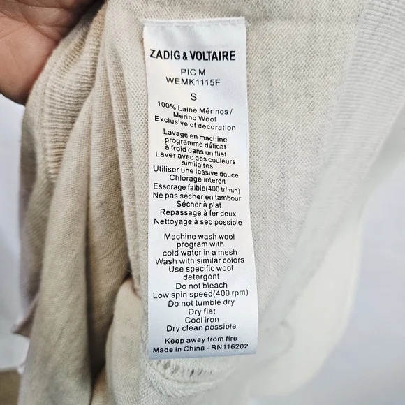 Zadig & Voltaire 100% Merino Wool Lightweight Sweater size Small - Picture 13 of 13